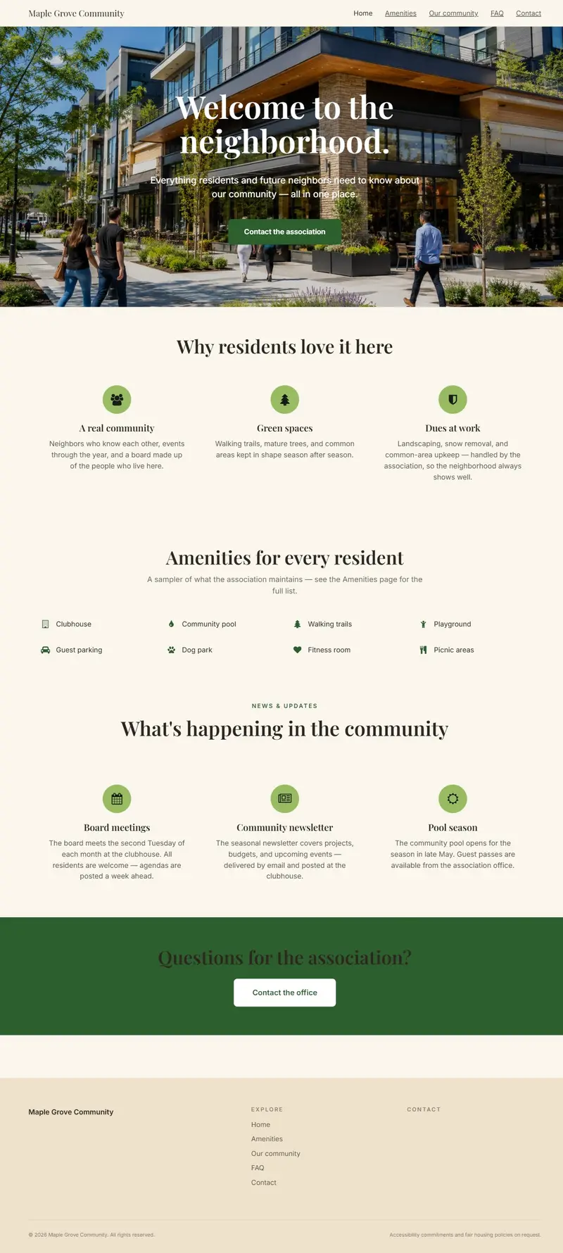 A community website in the Warm Boutique theme