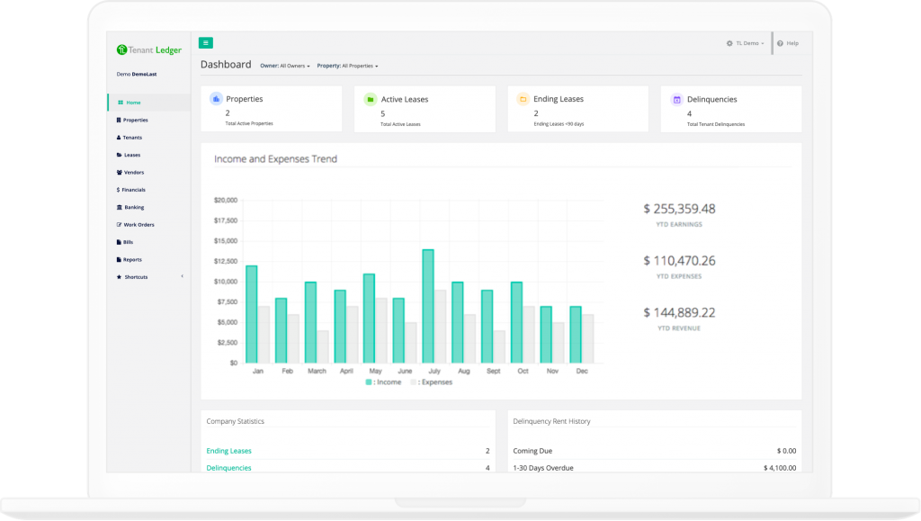 Tenant Ledger Software Dashboard